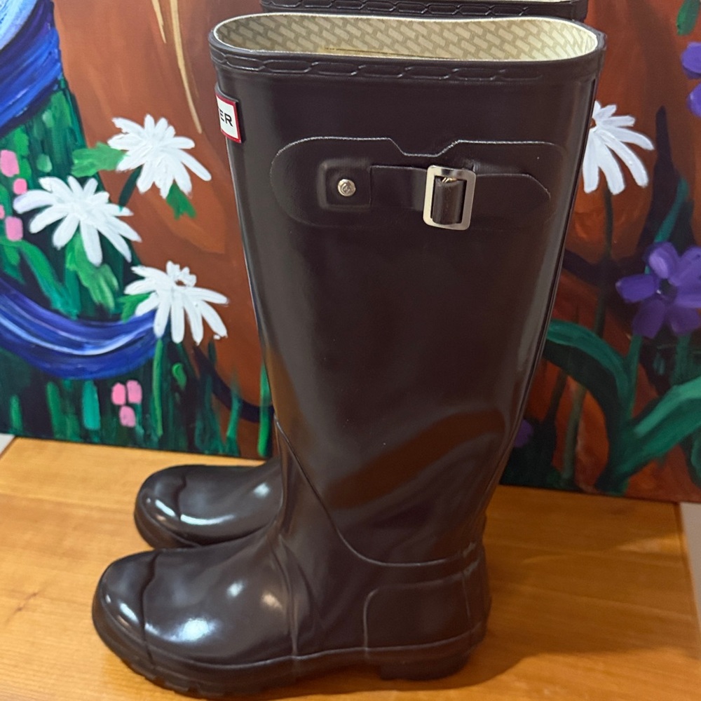 Rare! Hunter Original Tall Wellies iCocoa Gloss Brown 6M 7F UK5 EU38 - Picture 9 of 16
